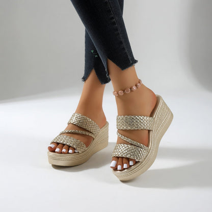 Harper | Colourful Woven Wedge Mules