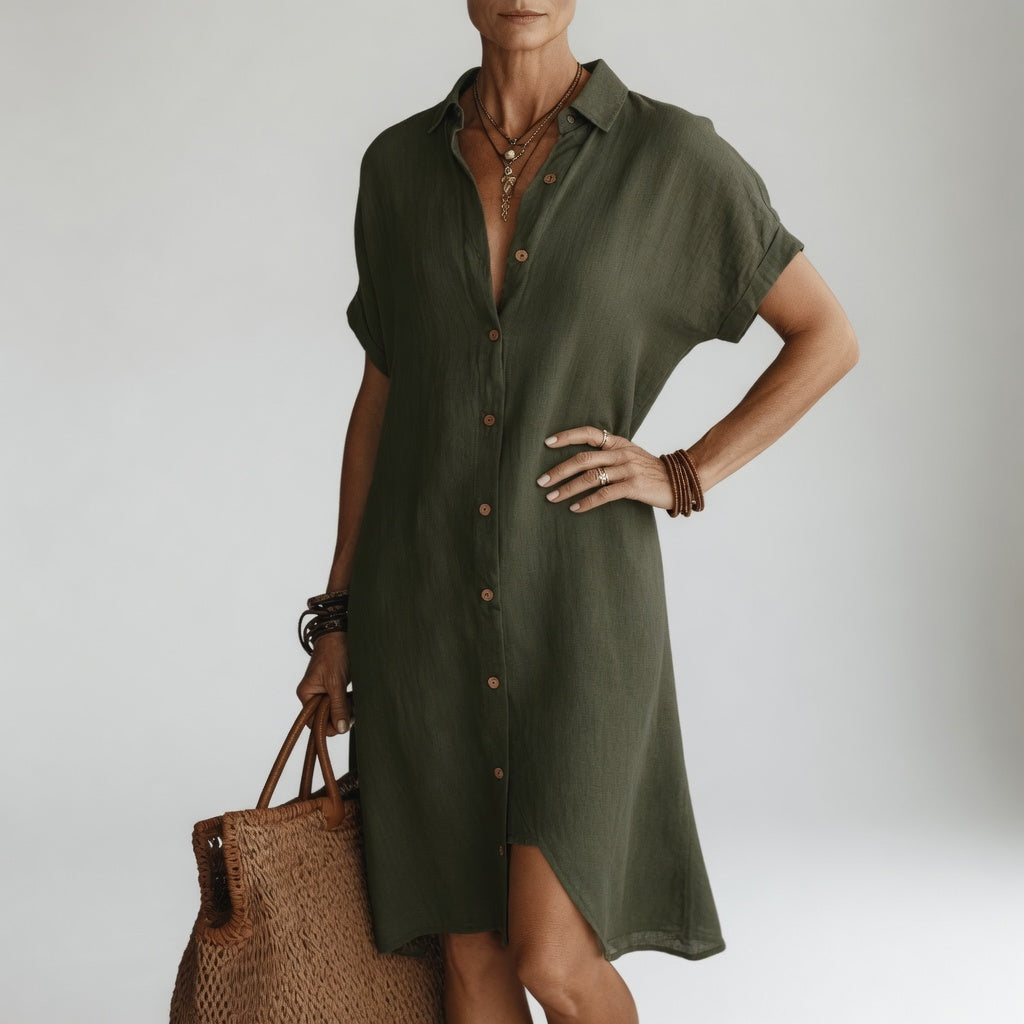 Evelyn™ | Premium Breathable Midi Shirt Dress