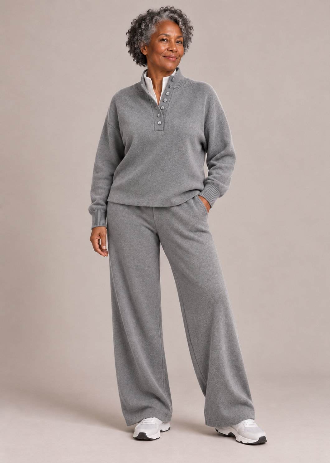 Evelyn™ | Soft Contrast-Collar Knit Two-Piece Set