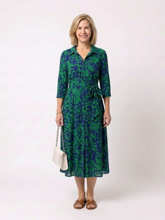 Claire | Long-Sleeve Midi Dress with Belt