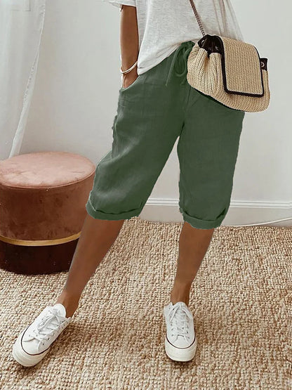 Ellaire | Cotton Linen Capri Trousers