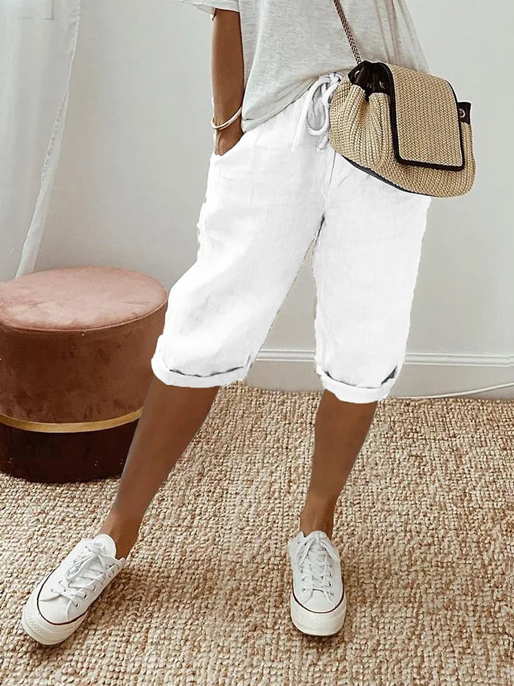 Ellaire | Cotton Linen Capri Trousers