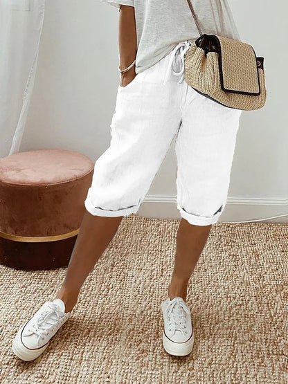 Ellaire | Cotton Linen Capri Trousers