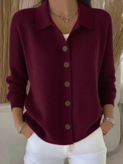 JOSEPHINE | BUTTON-FRONT COLLARED CARDIGAN