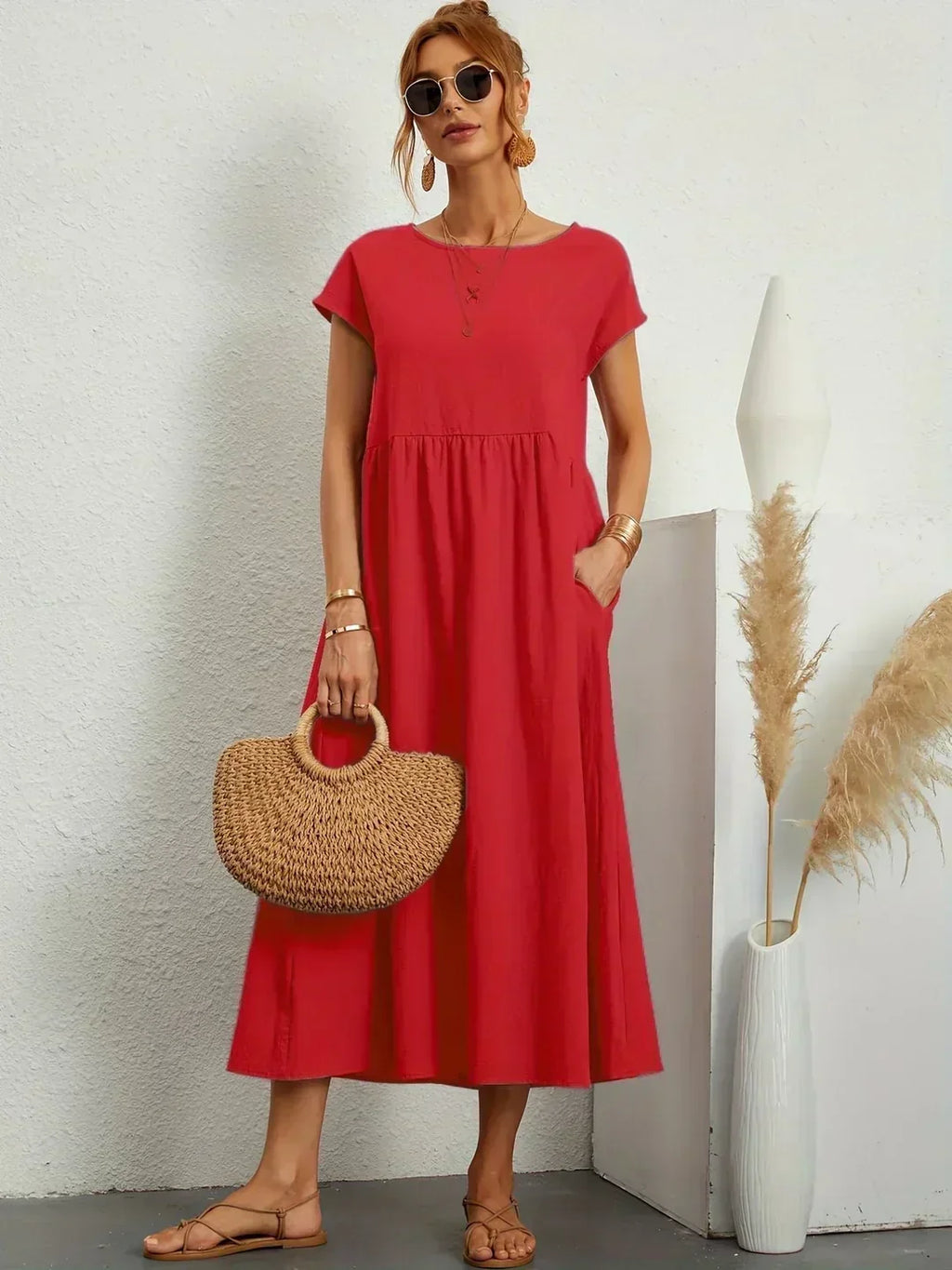 Gabriella | Comfortable Round Neck Maxi Dress