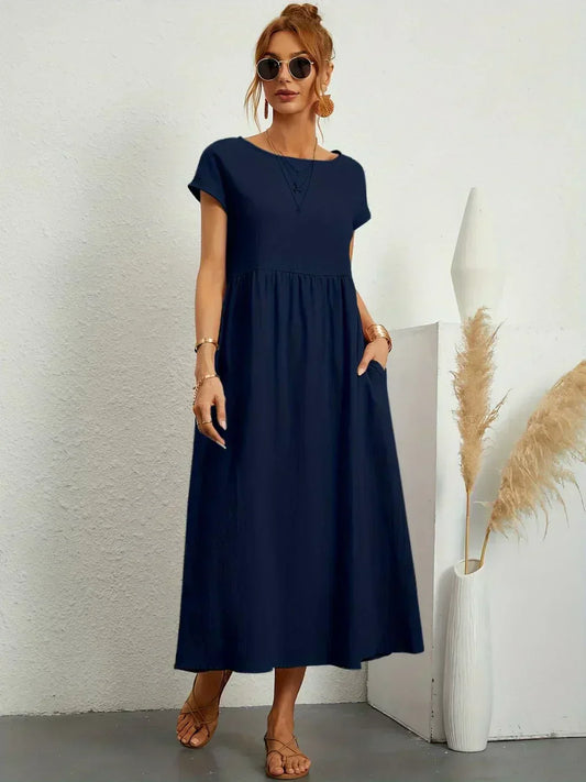 Gabriella | Comfortable Round Neck Maxi Dress