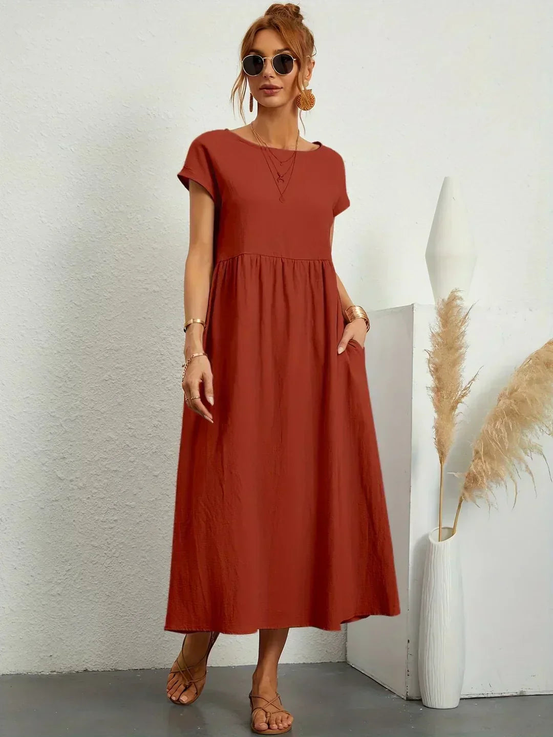Gabriella | Comfortable Round Neck Maxi Dress