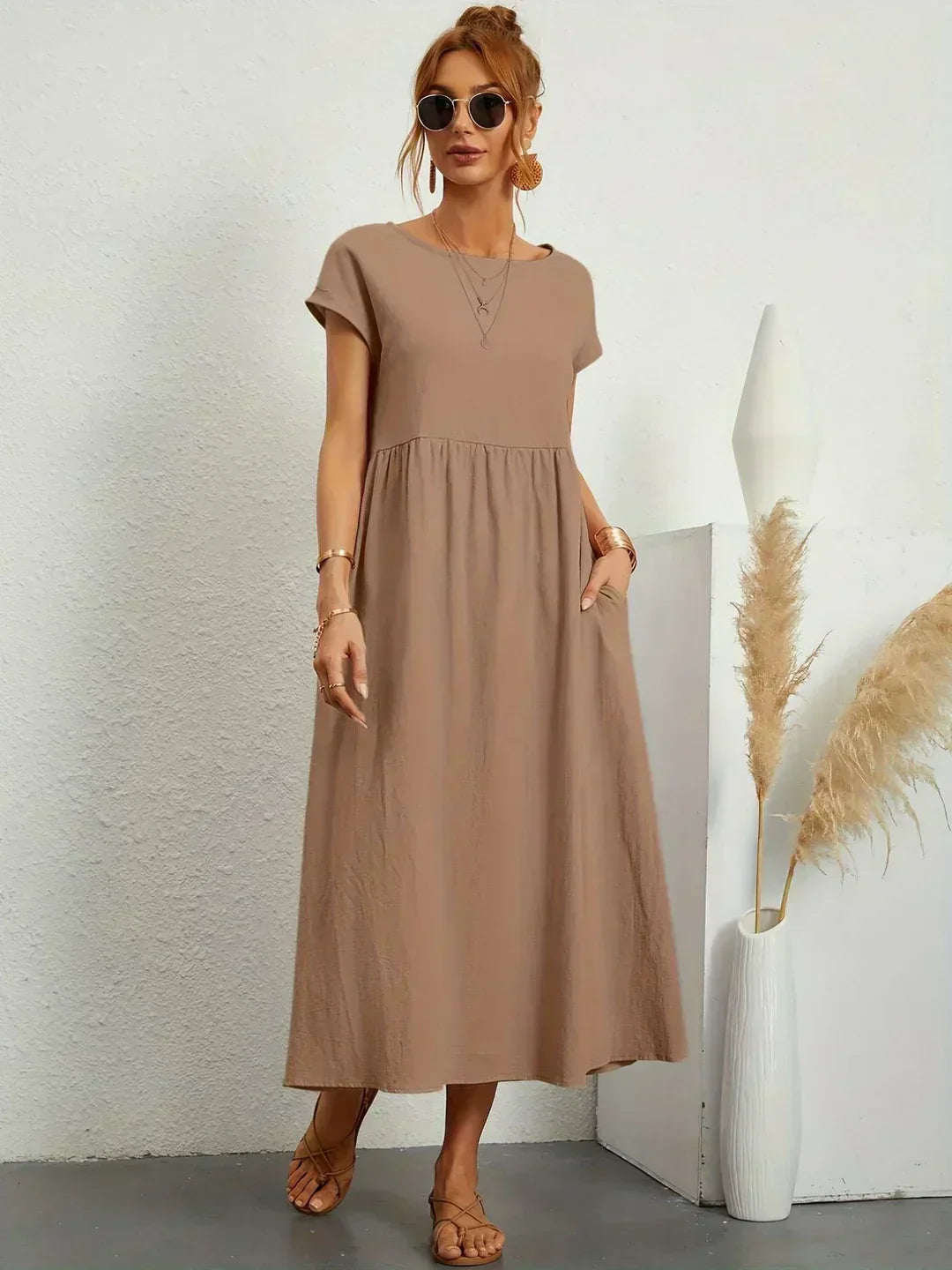 Gabriella | Comfortable Round Neck Maxi Dress