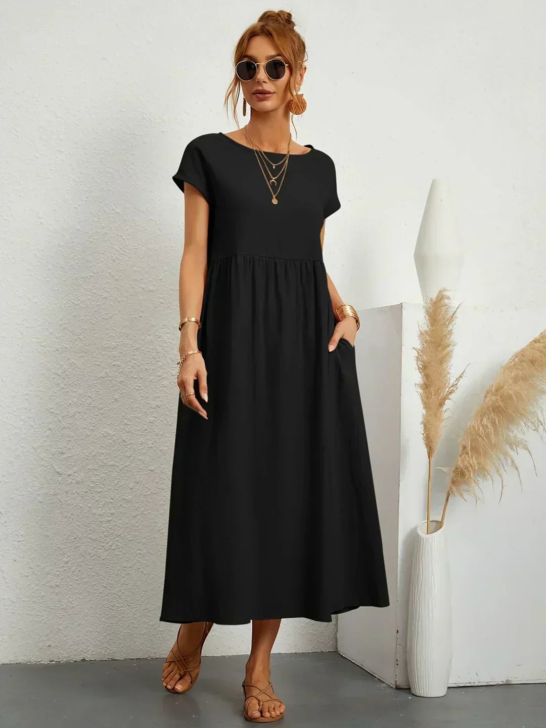 Gabriella | Comfortable Round Neck Maxi Dress