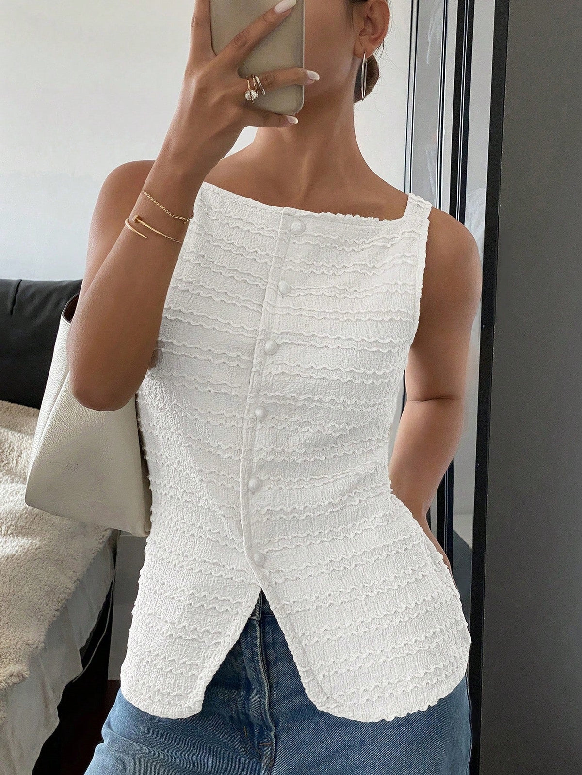 QUEENIE | Classy Button Front Sleeveless Outerwear Vest