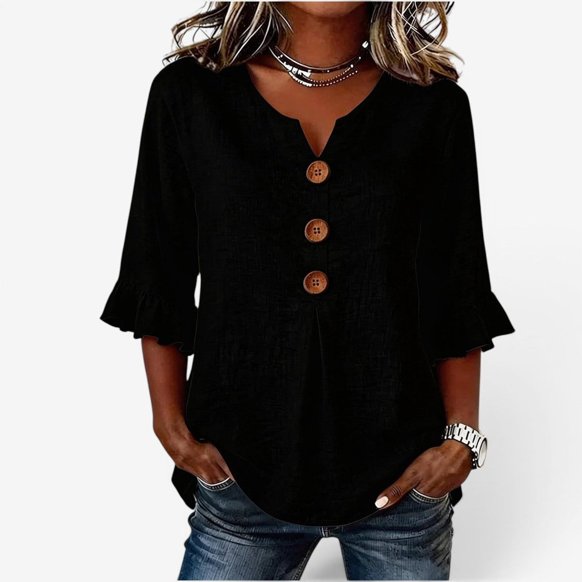 Amy | Flared V-Neck Top