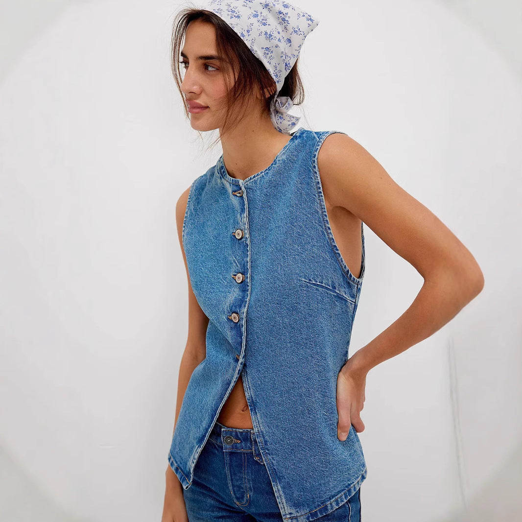 Amelie | Comfy Button Down Sleeveless Vest