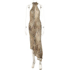 SABINA | Graceful Leopard Backless Sleeveless Maxi Dress
