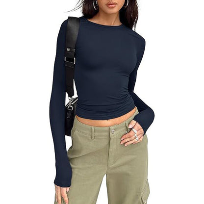 JIHYO | Casual Long Sleeve Round Neck Top