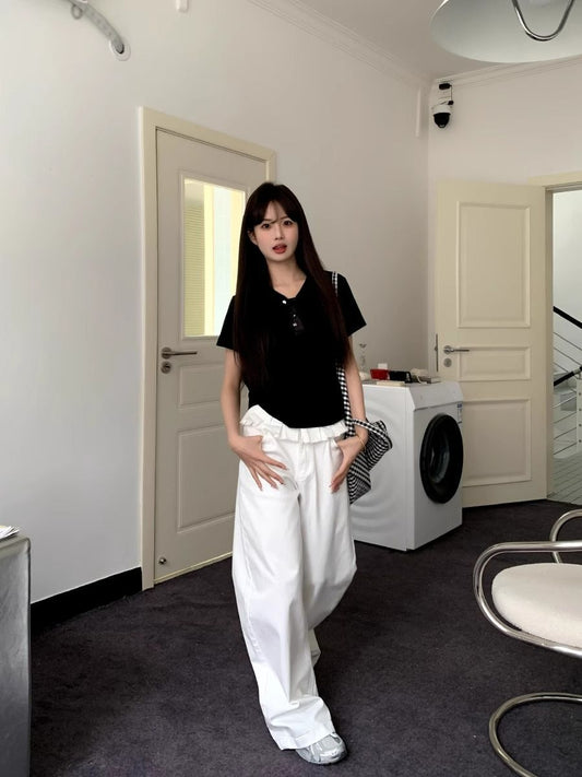 PAISLEY | Elegant Lace-Trimmed Wide-Leg Jeans