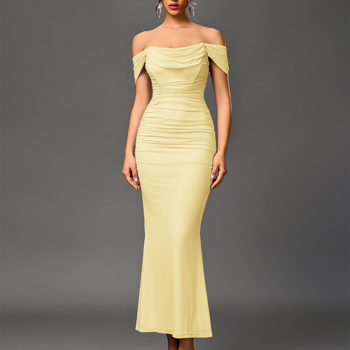 EUNOIA | Elegant Off Shoulder Backless Mermaid Dress