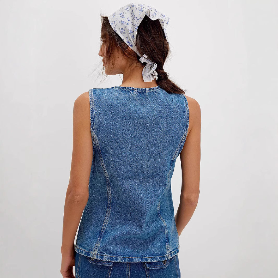 Amelie | Comfy Button Down Sleeveless Vest