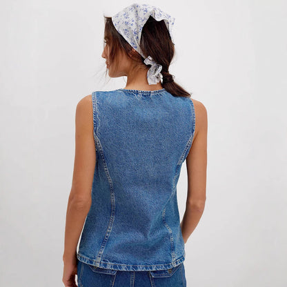 Amelie | Comfy Button Down Sleeveless Vest