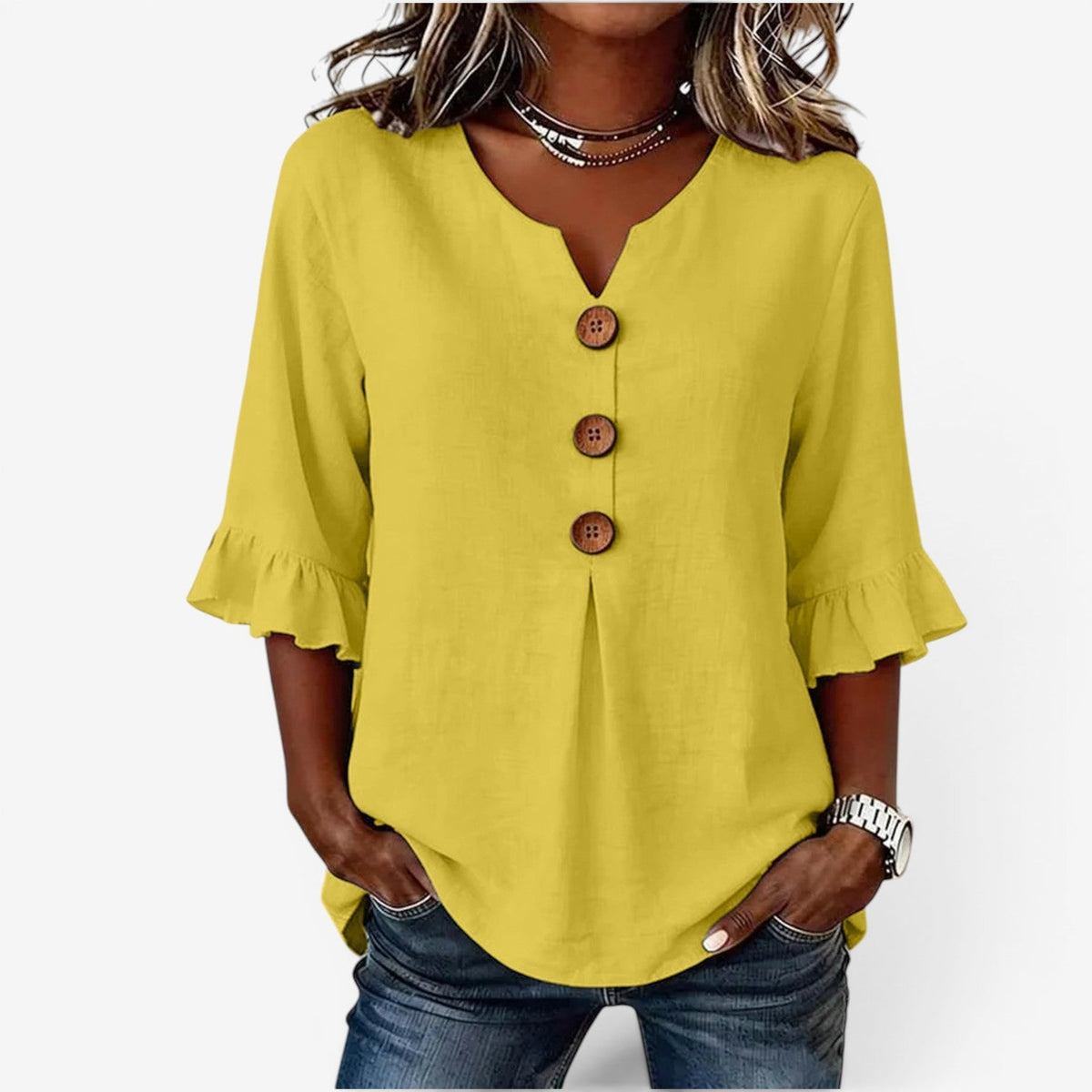 Amy | Flared V-Neck Top