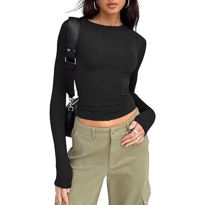 JIHYO | Casual Long Sleeve Round Neck Top