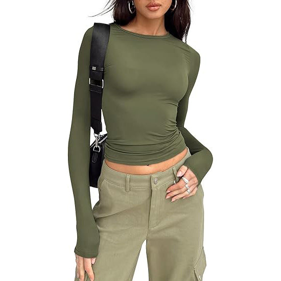JIHYO | Casual Long Sleeve Round Neck Top