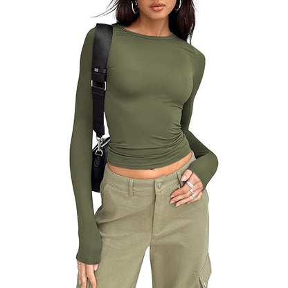 JIHYO | Casual Long Sleeve Round Neck Top