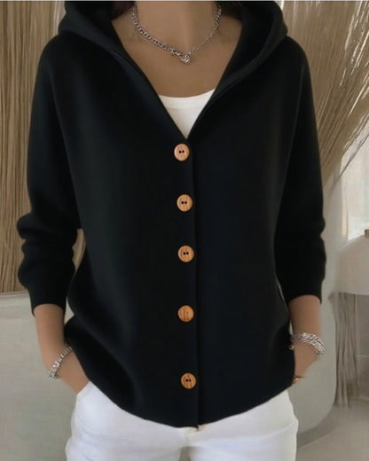 DARIENNE | HOODED BUTTON-UP KNIT CARDIGAN
