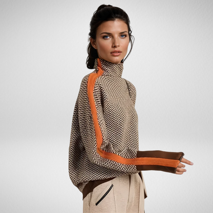 Klara | Chevron Roll Neck Jumper
