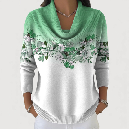 Haven | Draped - Neck Floral Knit