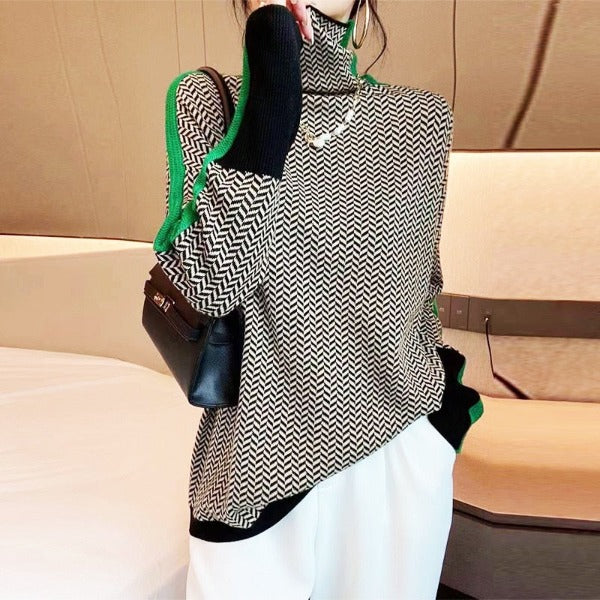 Klara | Chevron Roll Neck Jumper