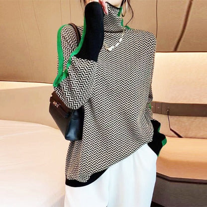 Klara | Chevron Roll Neck Jumper