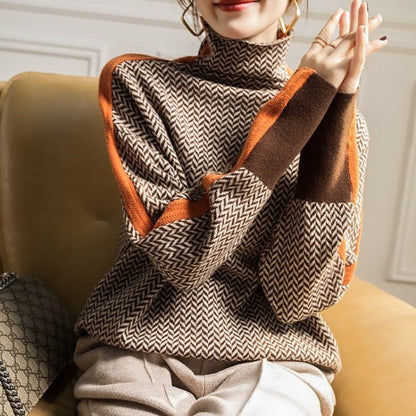 Klara | Chevron Roll Neck Jumper