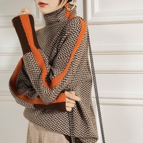 Klara | Chevron Roll Neck Jumper