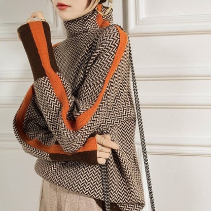 Klara | Chevron Roll Neck Jumper
