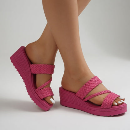 Harper | Colourful Woven Wedge Mules