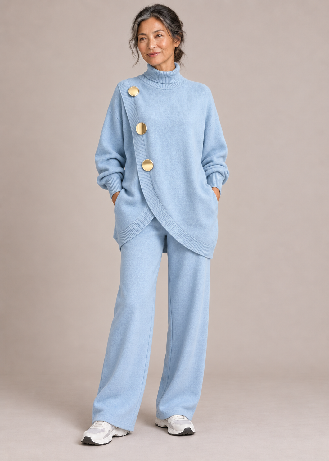 Margaret™ | Asymmetric Button-Detail Knit Two-Piece Set