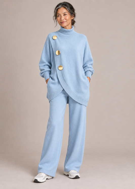 Margaret™ | Asymmetric Button-Detail Knit Two-Piece Set