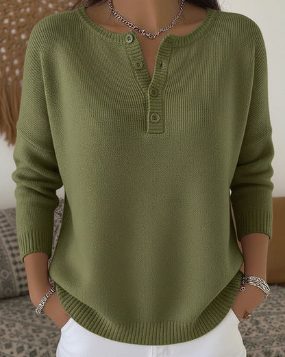 HELENA | HENLEY BUTTON-UP KNIT SWEATER