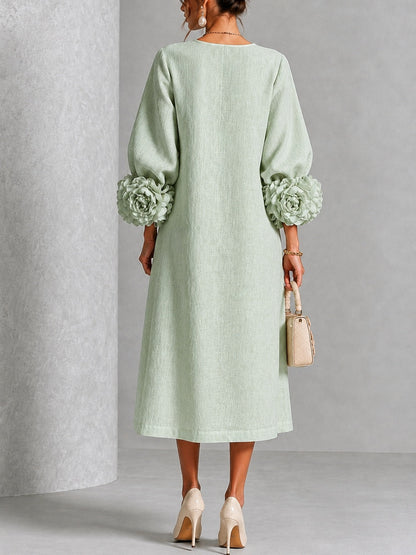 Clara | Floral-Cuff Midi Dress