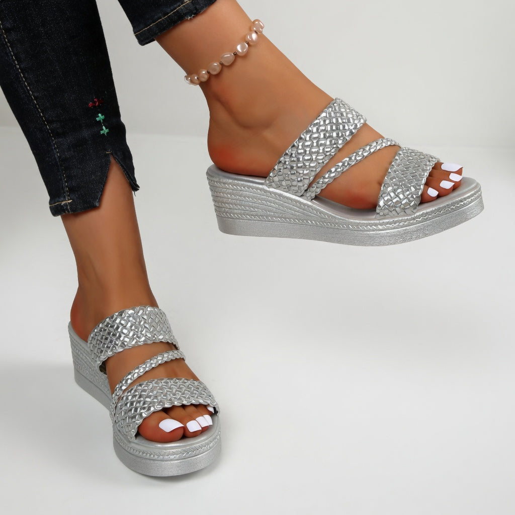 Harper | Colourful Woven Wedge Mules