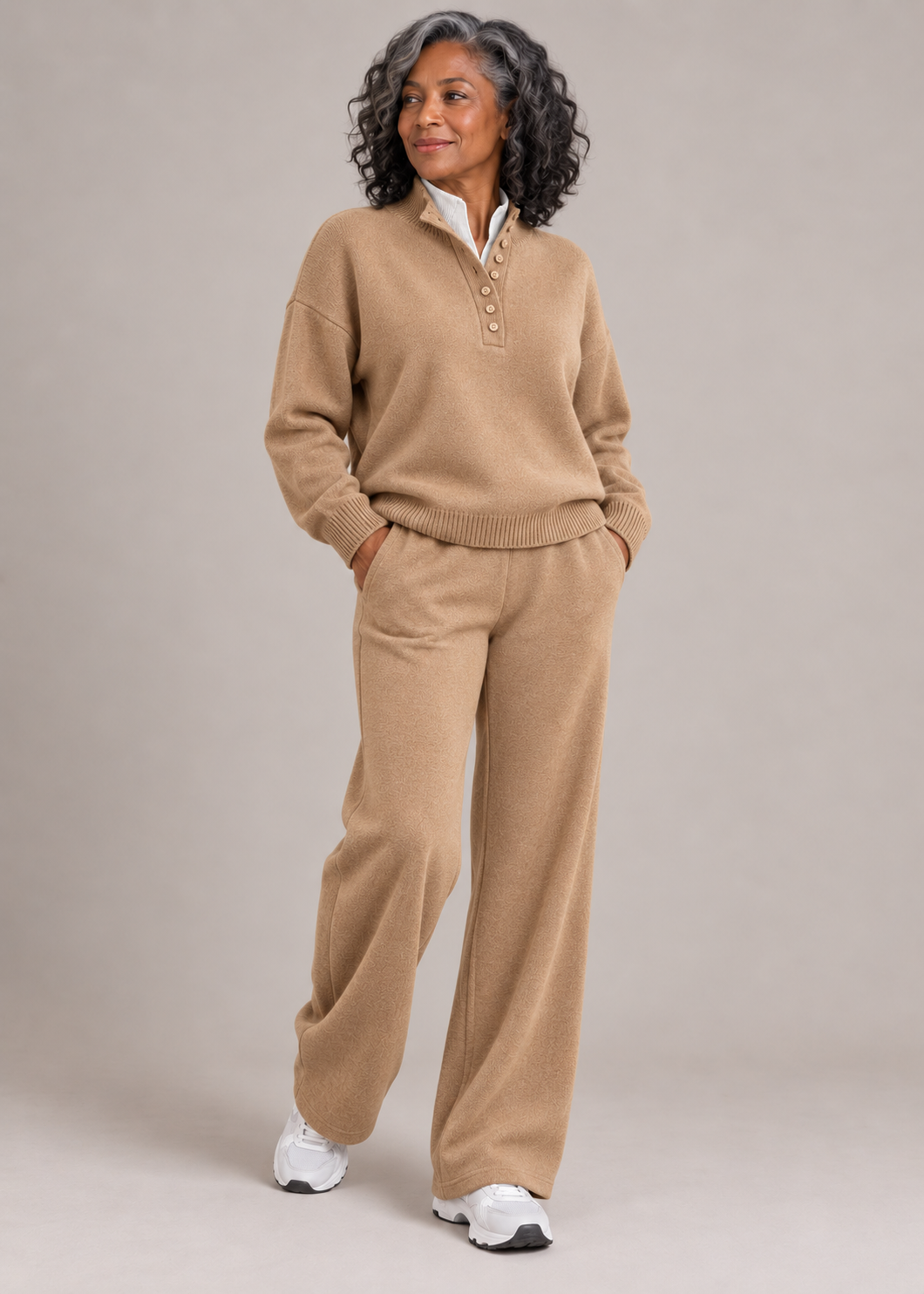 Evelyn™ | Soft Contrast-Collar Knit Two-Piece Set