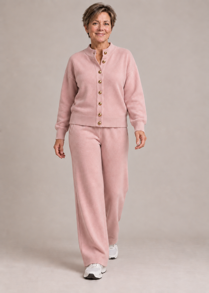 Genevieve™ | Soft Gold-Button Knit Two-Piece Set