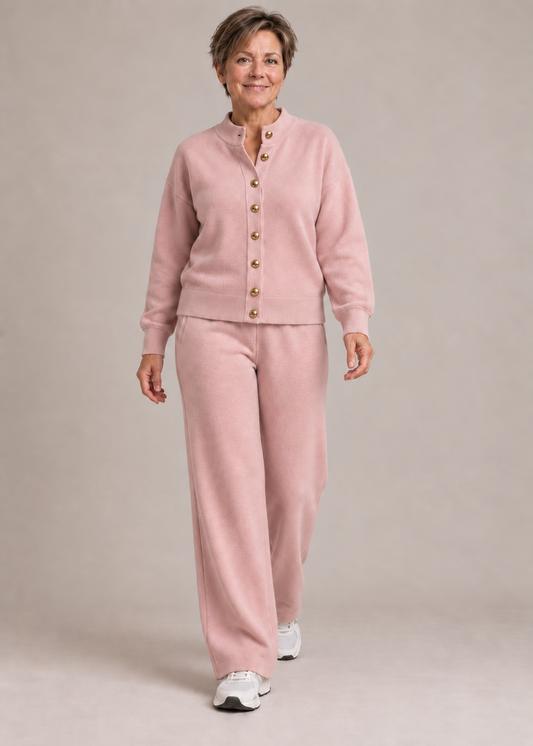 Genevieve™ | Soft Gold-Button Knit Two-Piece Set