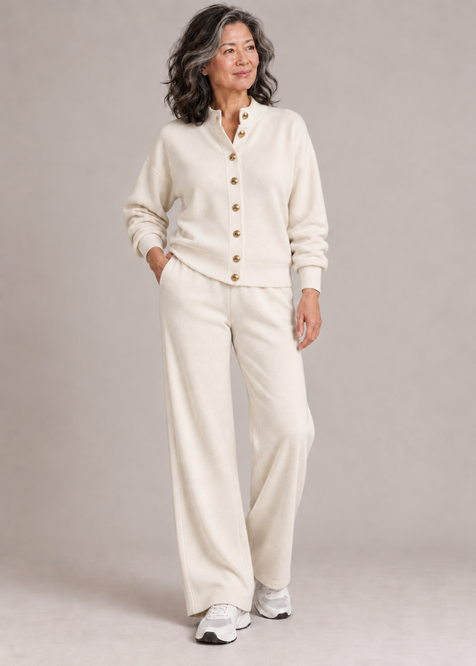 Genevieve™ | Soft Gold-Button Knit Two-Piece Set