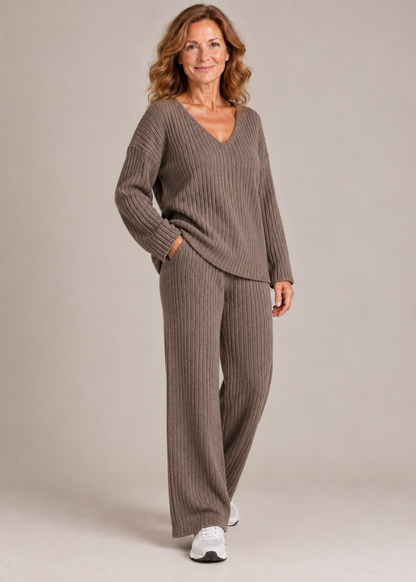 Addison™ | Soft Ribbed V-Neck Two-Piece Set