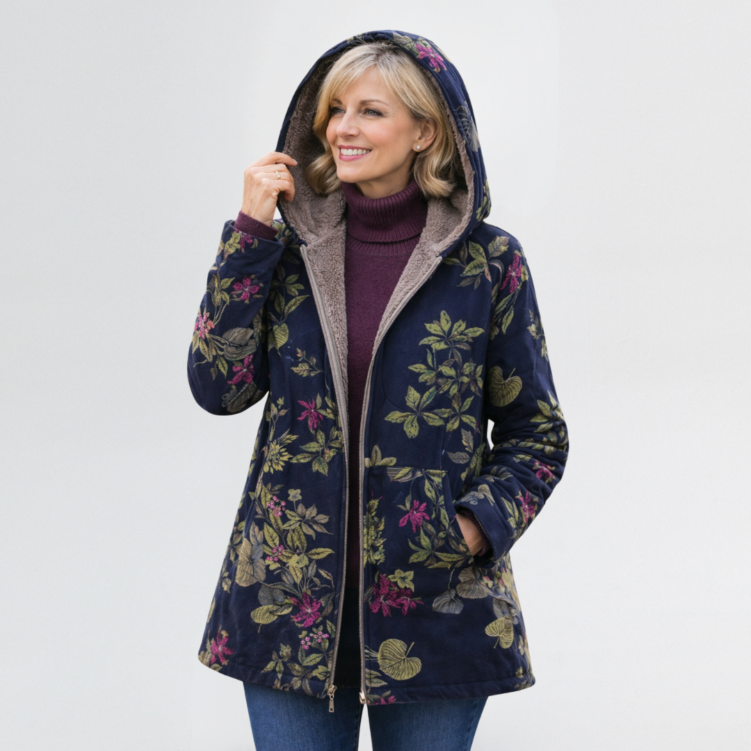 Arvelle™ | Cosy Floral Hooded Jacket with Relaxed Fit