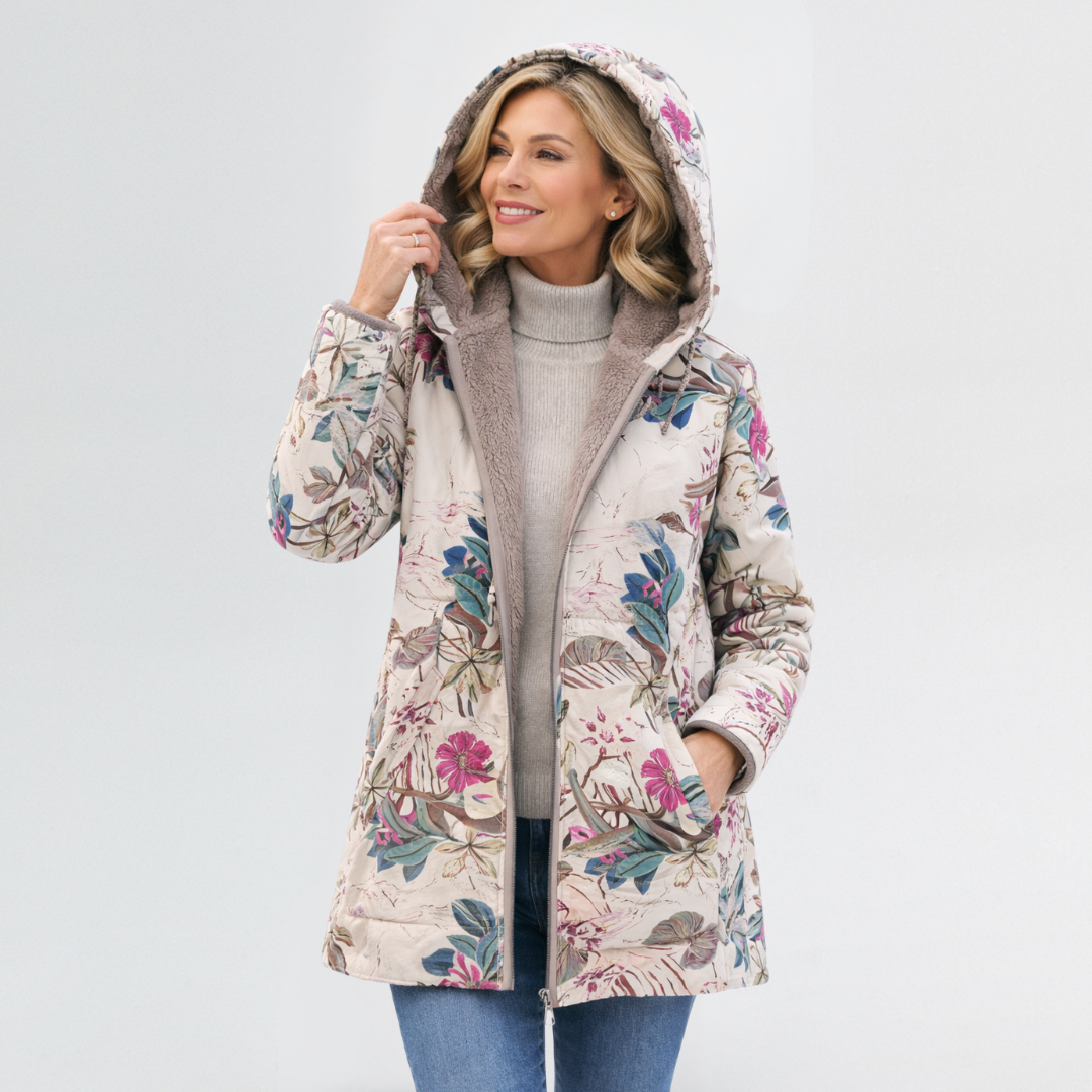 Arvelle™ | Cosy Floral Hooded Jacket with Relaxed Fit