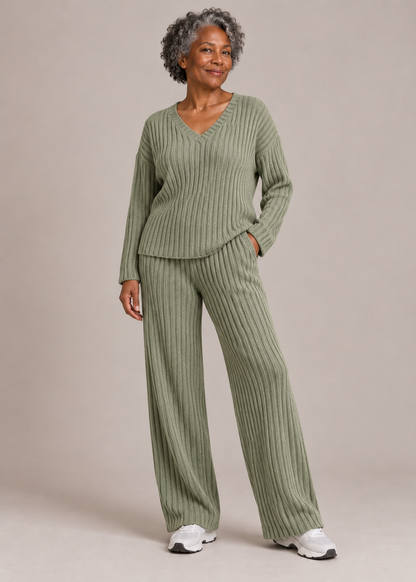 Addison™ | Soft Ribbed V-Neck Two-Piece Set