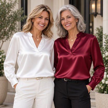 Vivienne Satin V-Neck Blouse