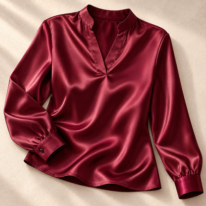Vivienne Satin V-Neck Blouse